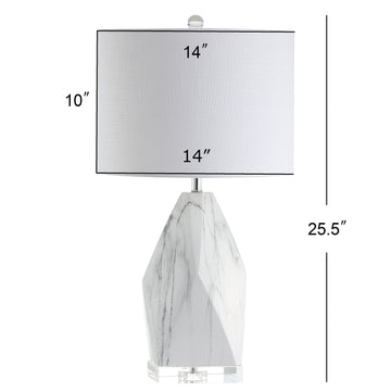 Oslo 25.5" Ceramic Marble/Crystal LED Table Lamp - JONATHAN Y